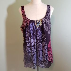 Spence Floral Lined Sleeveless Side Zipper Top